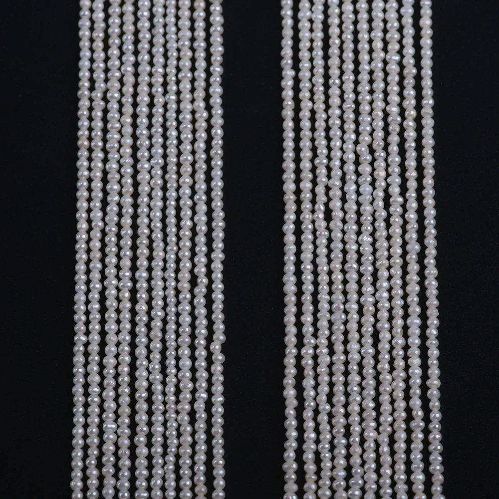 1.5-1.8mm tiny white round shape cultured freshwater pearl strands Promotion price