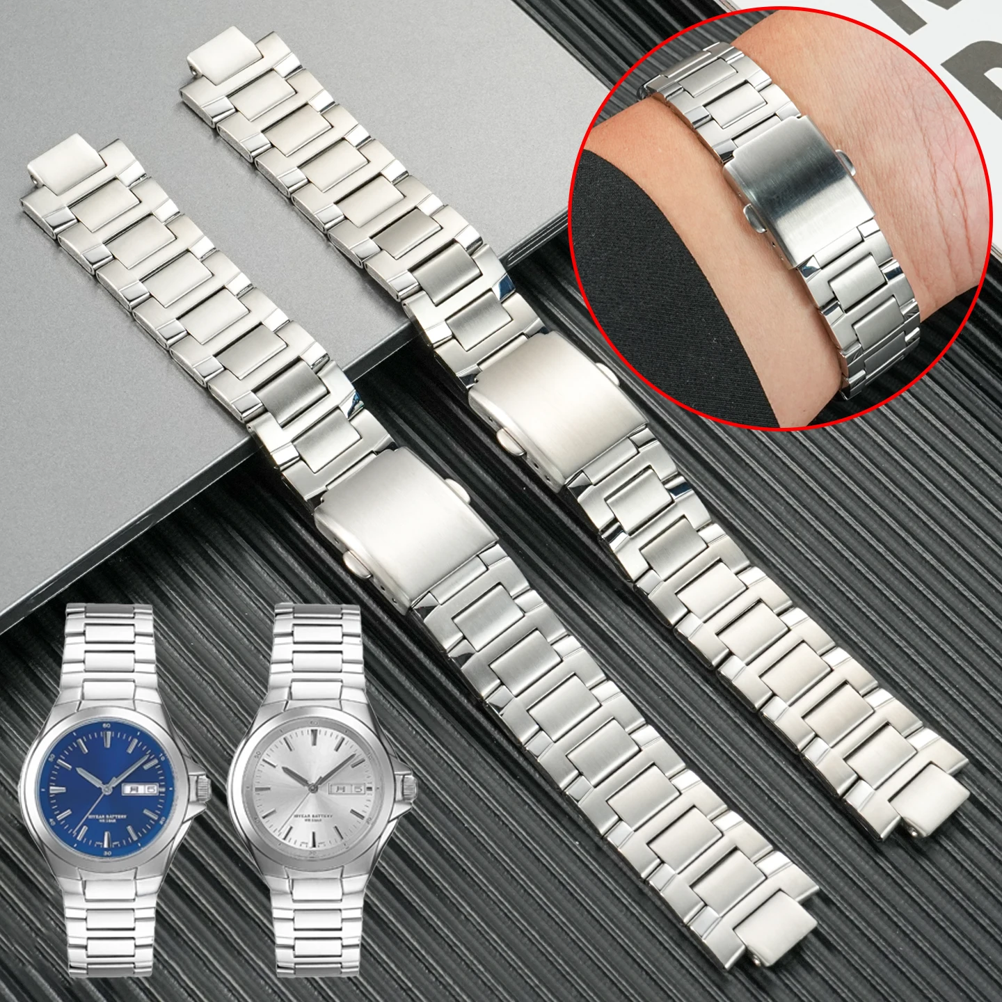 MTP-1228 Stainless steel watchband For Casio MTP-1228DJ special Convex interface Solid metal Bracelet men's watch strap 20×11mm
