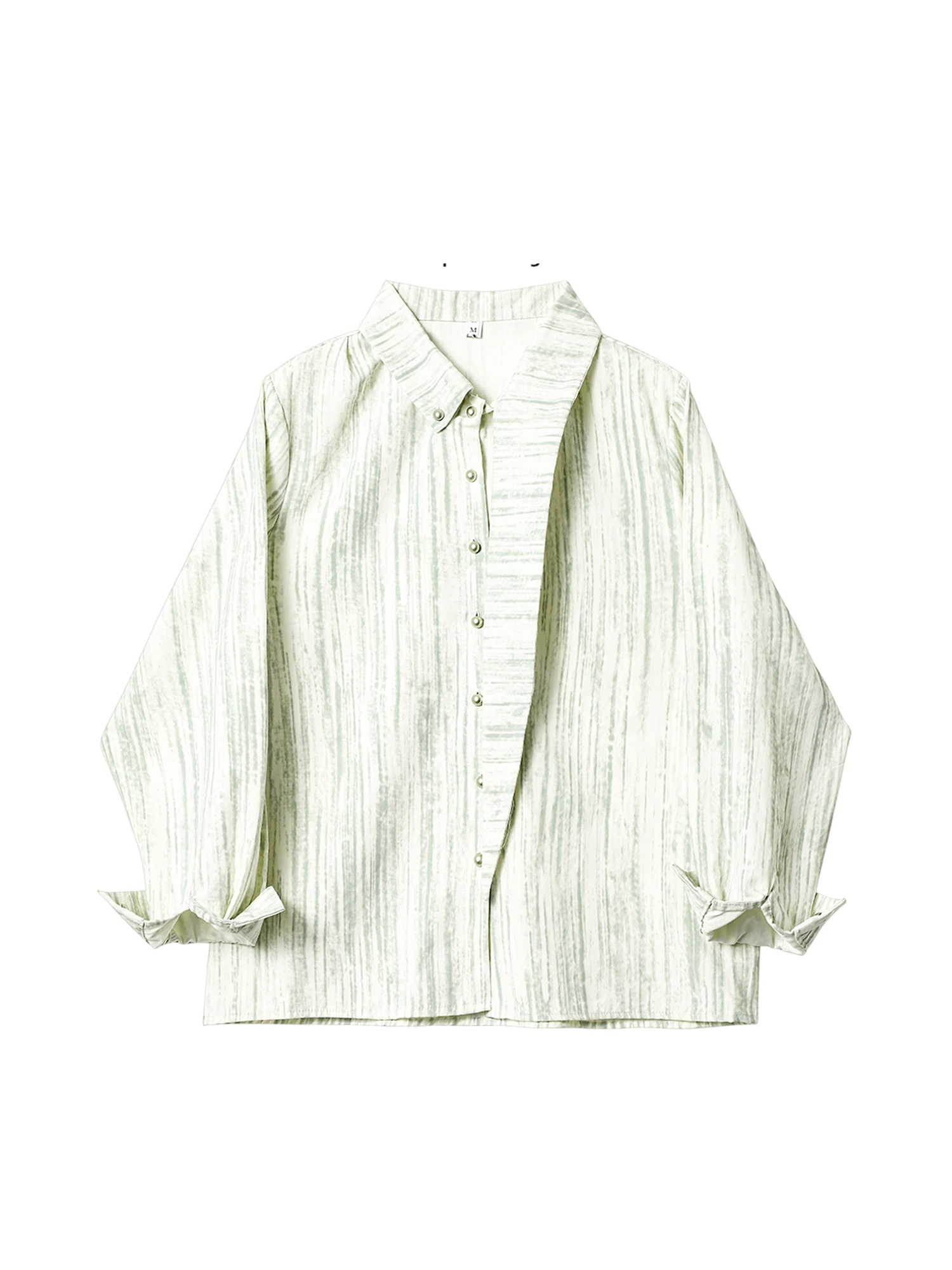 

Women Apricot Striped Polo-Neck Shirts Blouses Y2k Vintage 2000s Elegant Aesthetic Long Sleeve Shirt Clothes Spring Autumn 2025