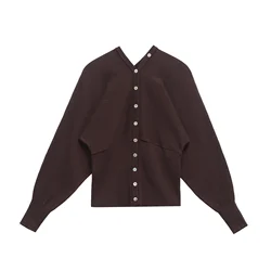 Elegant Knitted Cardigan Women Vintage Single Breasted Long Sleeve Sweater Autumn Winter Lady Slim Knitwear 8082100