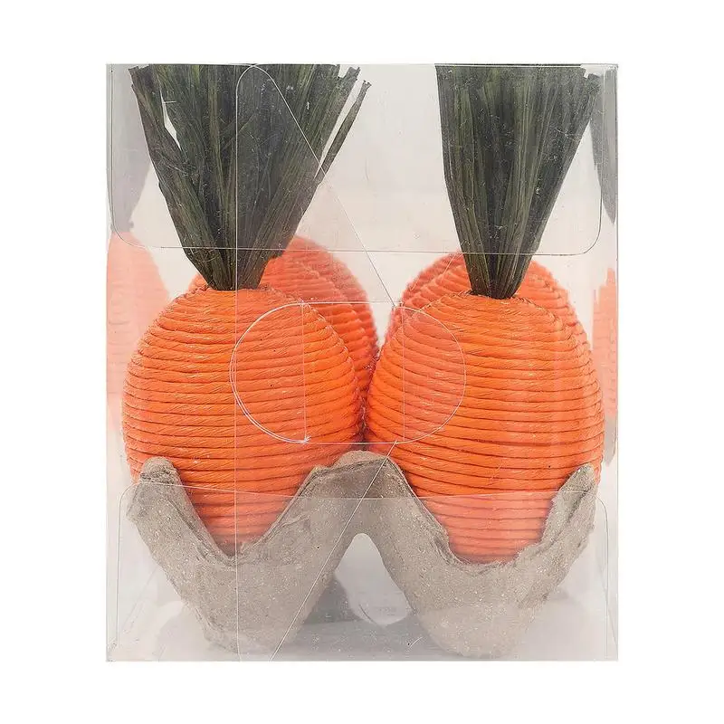 6pc Easter Carrot Ornaments 2025 Spring Easter Party Home Decor Kids Birthday Gift Artificial Carrot Vegetables Table Centerpies