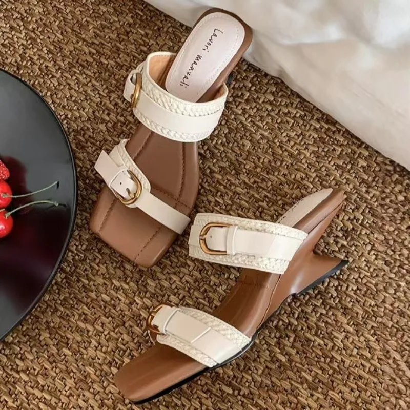 

Fashion Summer Women's Slippers 2025 Irregular Heels High Heels Rubber Soles Comfortable Women's Shoes