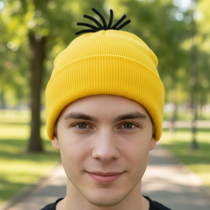 6Pieces Yellow Stretchy Brimless Hat Breathable Acrylic Fibre Knitted Hat For Family Theme Parties Holiday Celebration