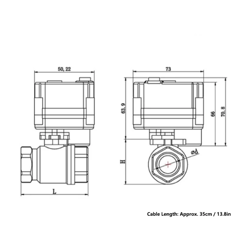 Motorized Ball Valve DN15 Mini Electric Straight Through Hydraulic Equipment DC3-6V
