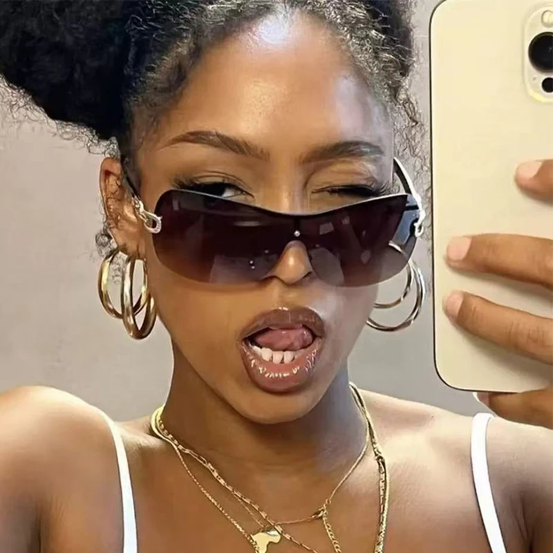 New One-Piece Sunglasses Retro Style Versatile Wrap Glasses Fashion All-in-One Sunglasses Women