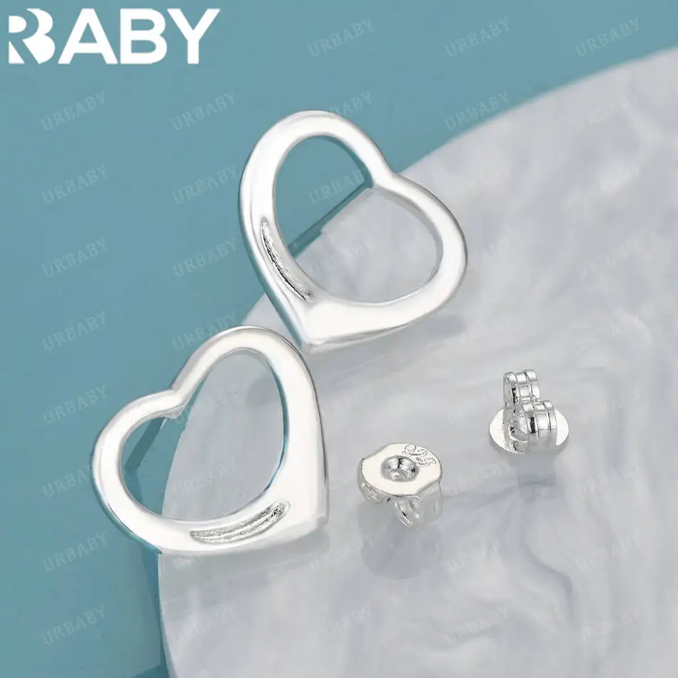 

URBABY 925 Sterling Silver Hearts Earrings Stud Earrings Creativity Gifts Street All-match Party And Daily Wear