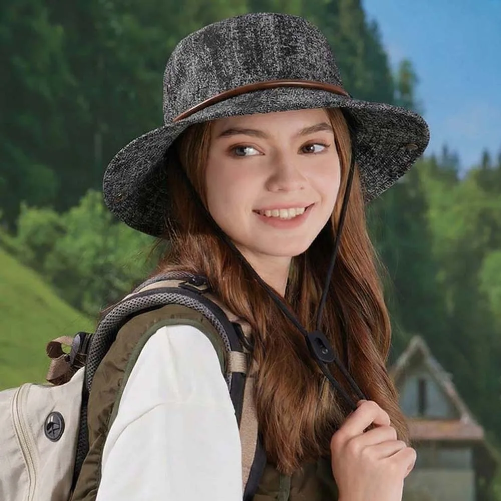 

Drawstring Denim Fisherman Hat Sombrero Breathable Sunscreen Basin Cap Wide-Brimmed Polyester Sunshade Cowboy Hat Spring