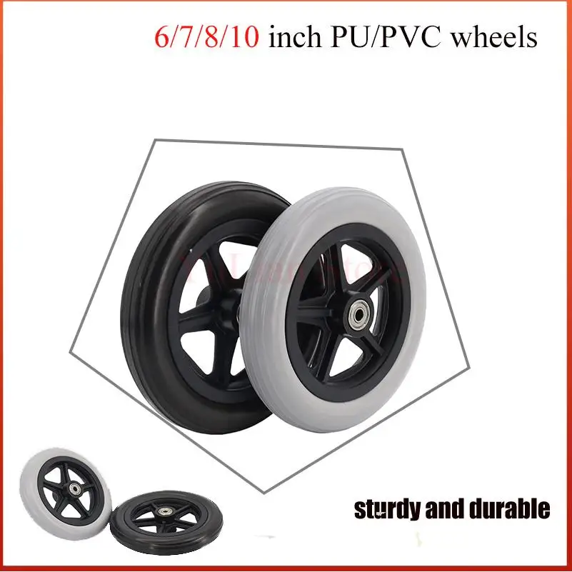 NEW Durable 6/7/8/10Inch Shopping Cart Wheels Anti Slip Replacement Travelling Trolley Caster Wear-resistant Solid Tire Wheel