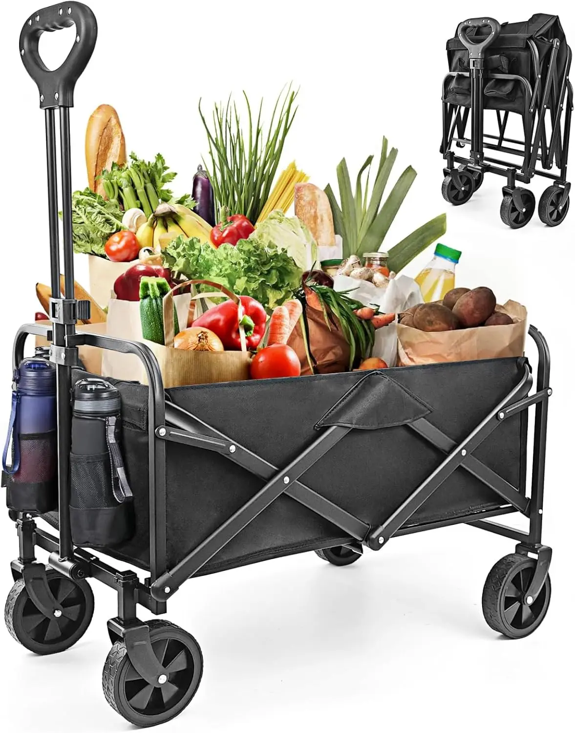 عربة عربة قابلة للطي للخدمة الشاقة NEOTEC ، للخدمة الشاقة ، قابلة للطي ، أداة خارجية مع عجلات صامتة ، مقبض قابل للتعديل