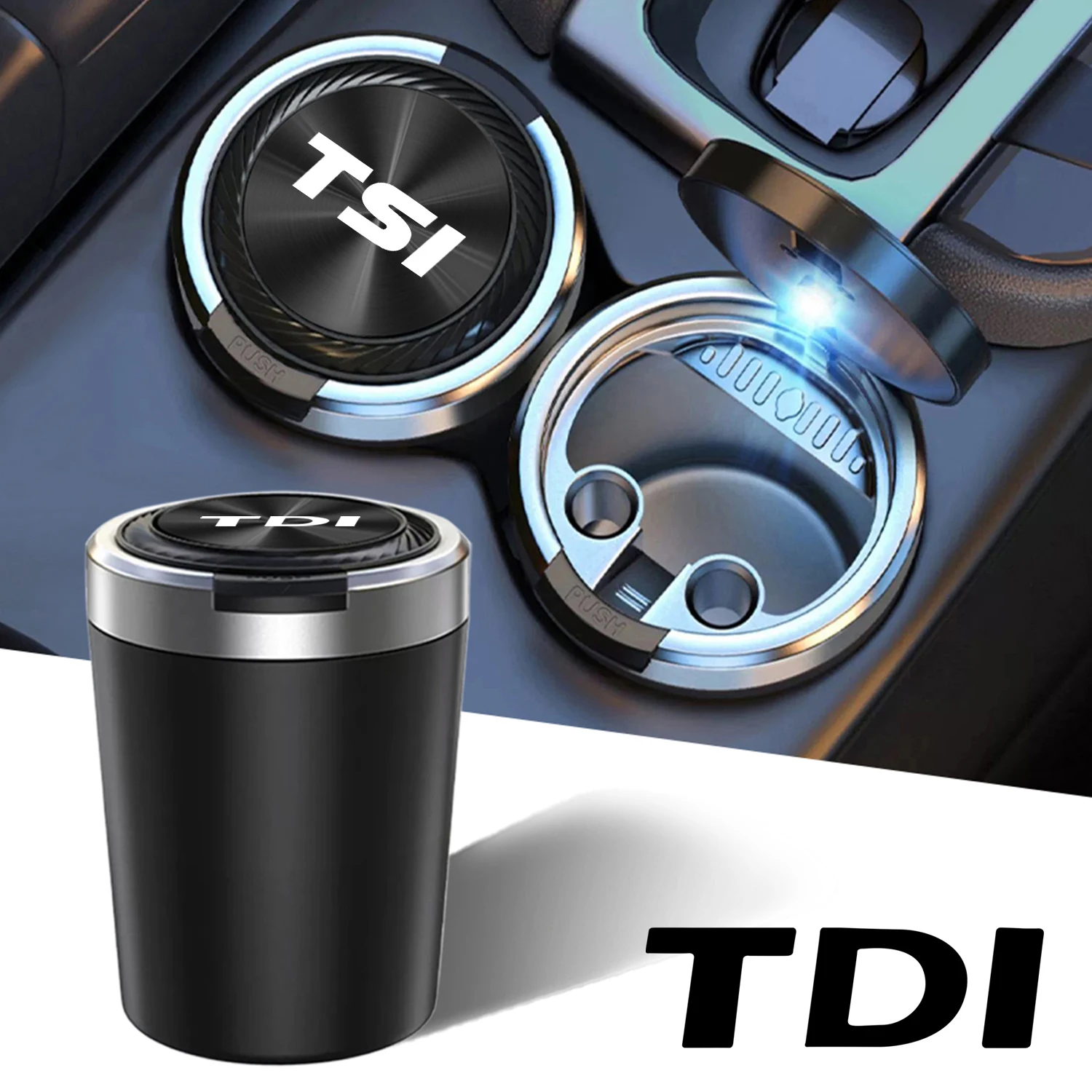 Cenicero de coche con textura, accesorios para vw Volkswagen TDI TSI golf passat jetta kombi touareg tiguan polo amarok