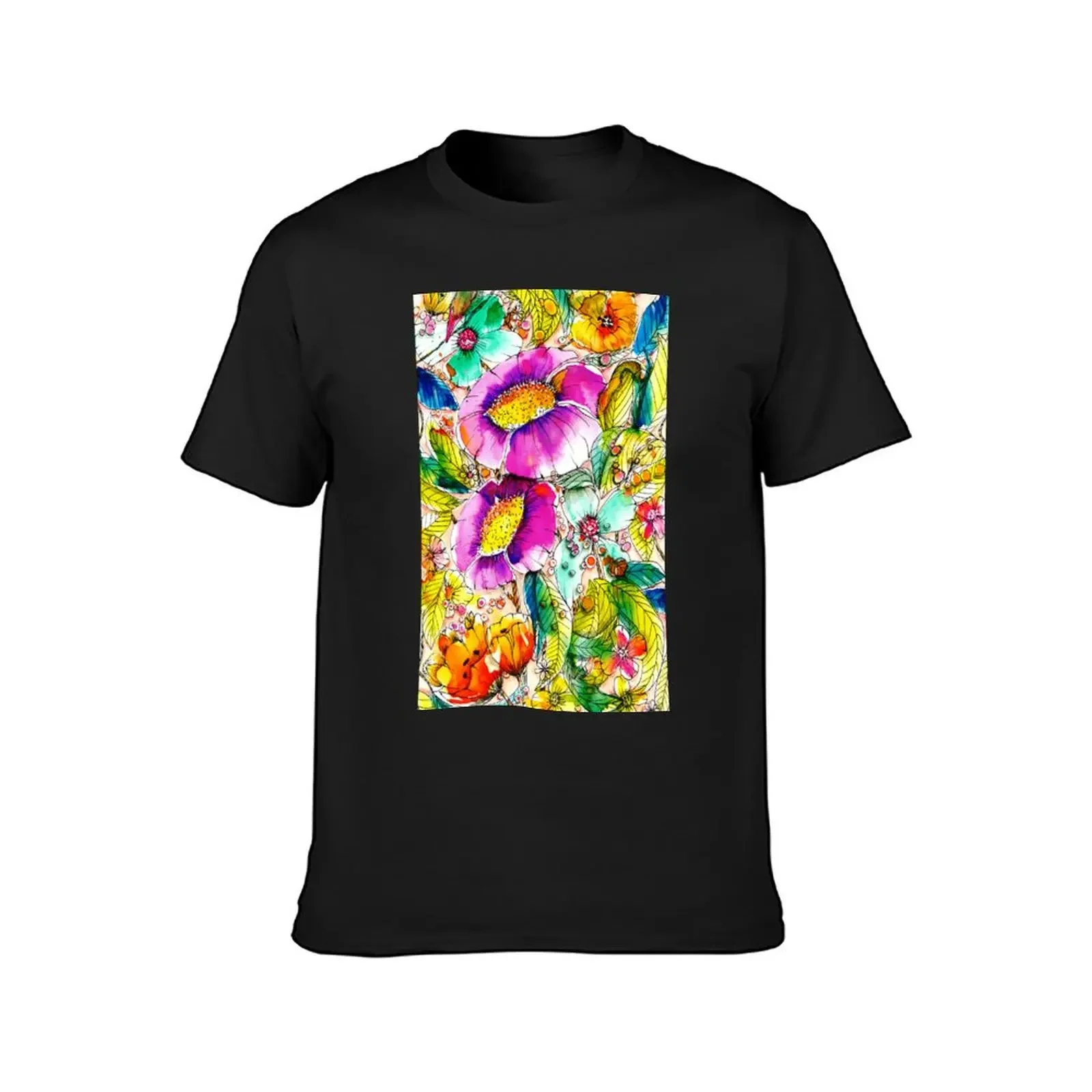 Serenade of Colors, Watercolor Garden Symphony T-Shirt tops plus size tops anime clothes sports fans mens cotton t shirts