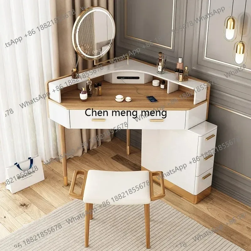 E136  Luxury Solid Wood Dressing Table Corner Drawer Storage Combination Triangle Household Makeup Coiffeuse De Chambre Decorati