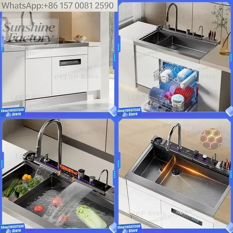 Exclusive Supply 1000mm Electric Ultrasonic Full-Integrated Built-In Dishwasher 13 Sets Household Kitchen Stainless Steel