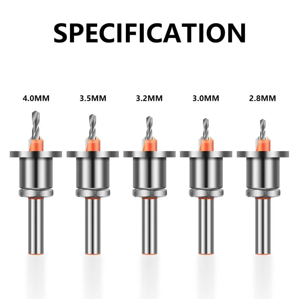 8mm Shank Countersink Drills Bit Woodworking Router Bit Core Limiter Alloy Drill Bit Hole Opener Milling Cutter Woodworking Tool