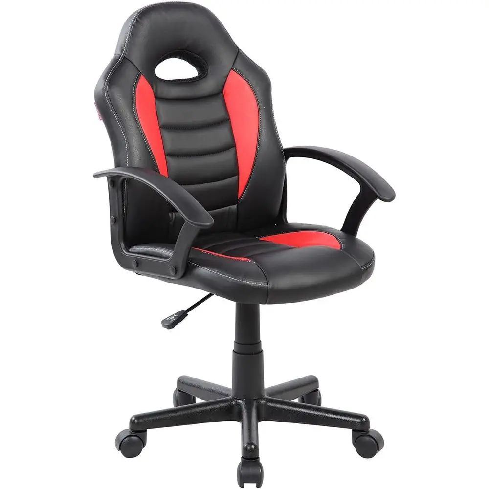 Children's Racing-Style Gaming Chair with Wheels, Red, 22D x 21.25W x 35.25H inches