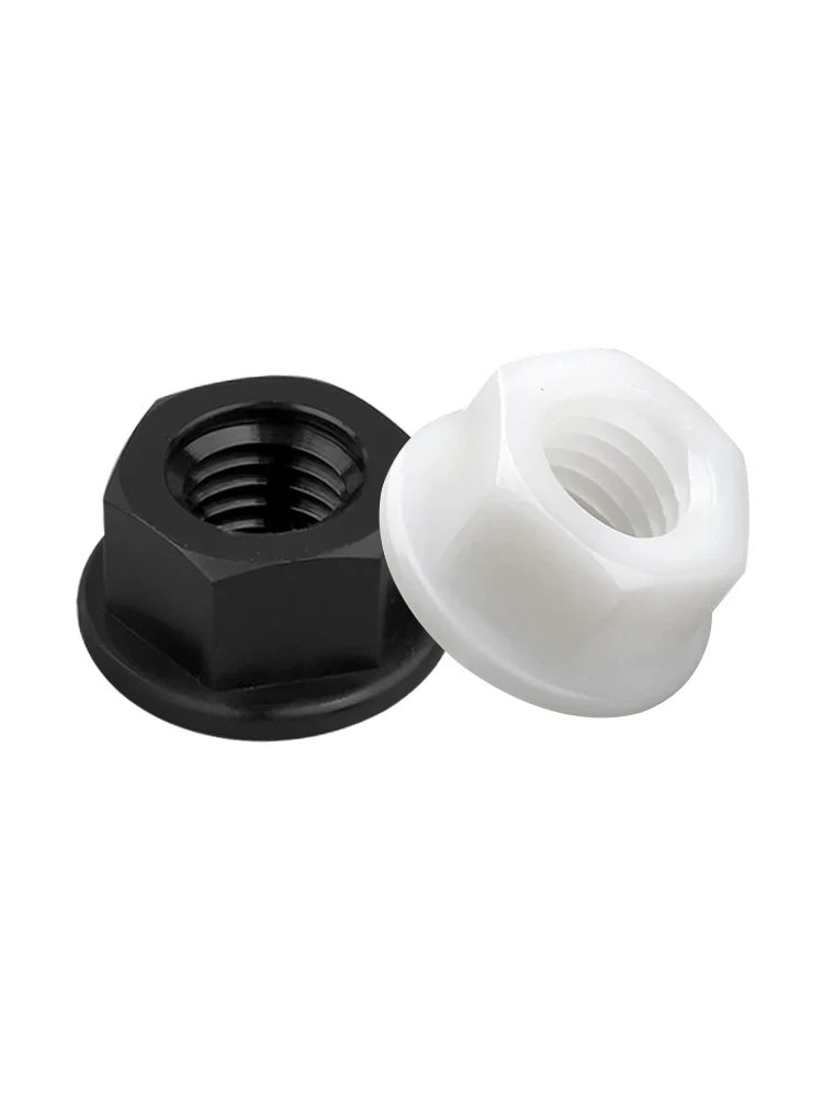 M3 M4 M5 M6 M8 M10 M12 Black/White  Nylon Hexagon Flange Nut  Plastic Locking Nut for Heat/ Electricity Insulation