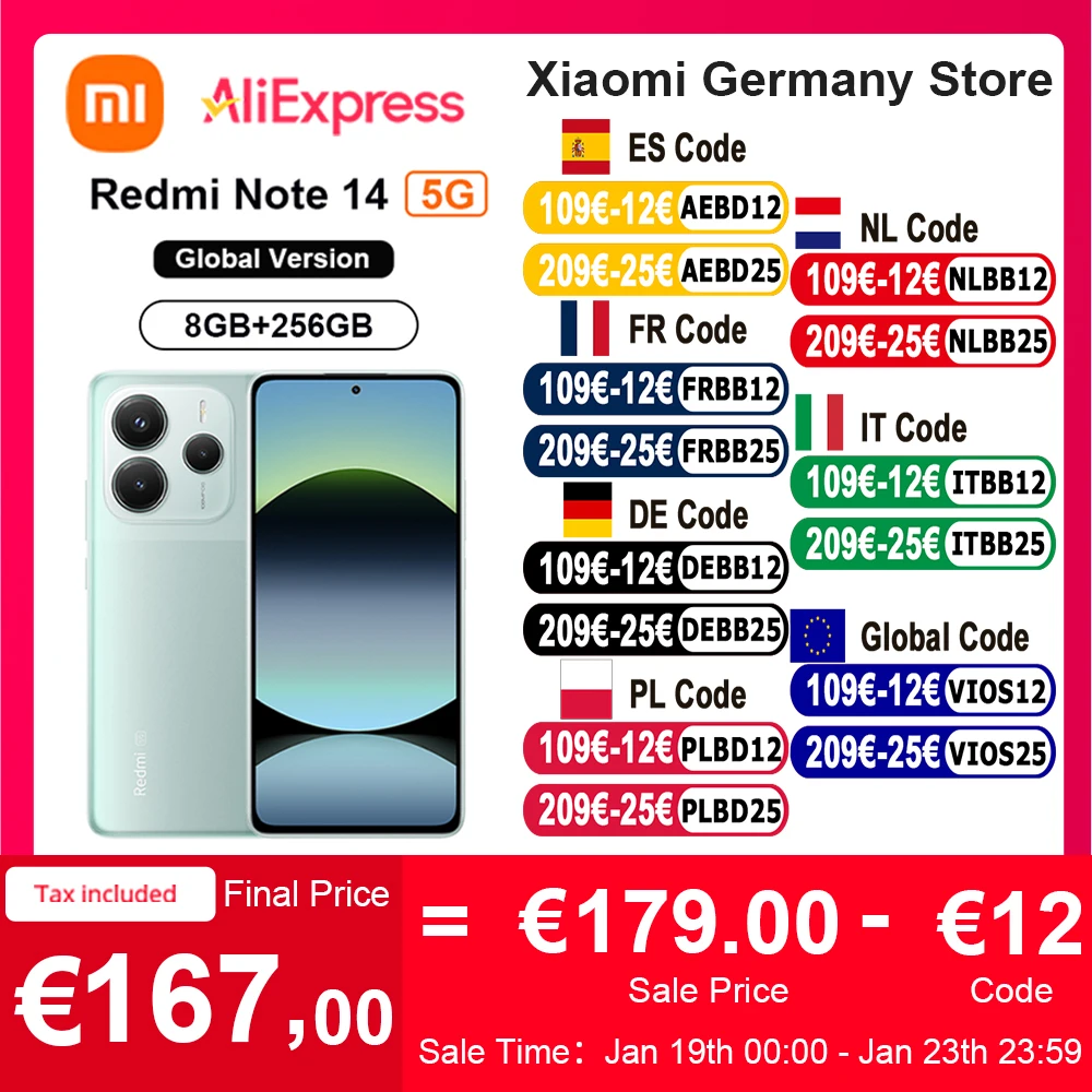 Version mondiale Xiaomi Redmi Note 14 5G Smartphone NFC MTK dimension 7025-Ultra 108MP caméra 5110mAh batterie 45W Turbo charge