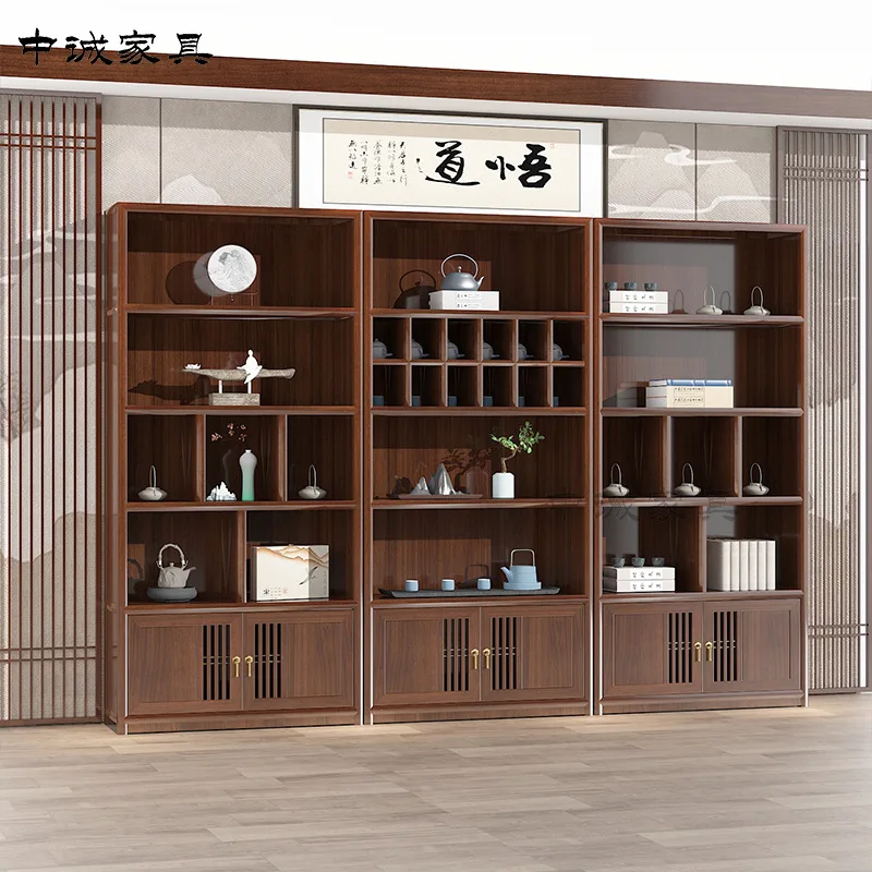 Custom Solid Wood Display Cabinet Tea Sets, Tea Room Display Cabinet, Zen Style Display Cabinet, Tea Leaf Shelf, Boo