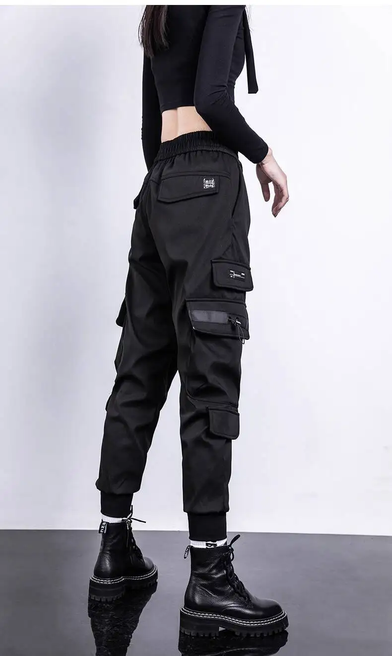 HKSH Women Tide Cargo Pants Casual Loose Trend American Pockets Safari Style Overalls High Street Foot Binding Hiking Ins HK3902