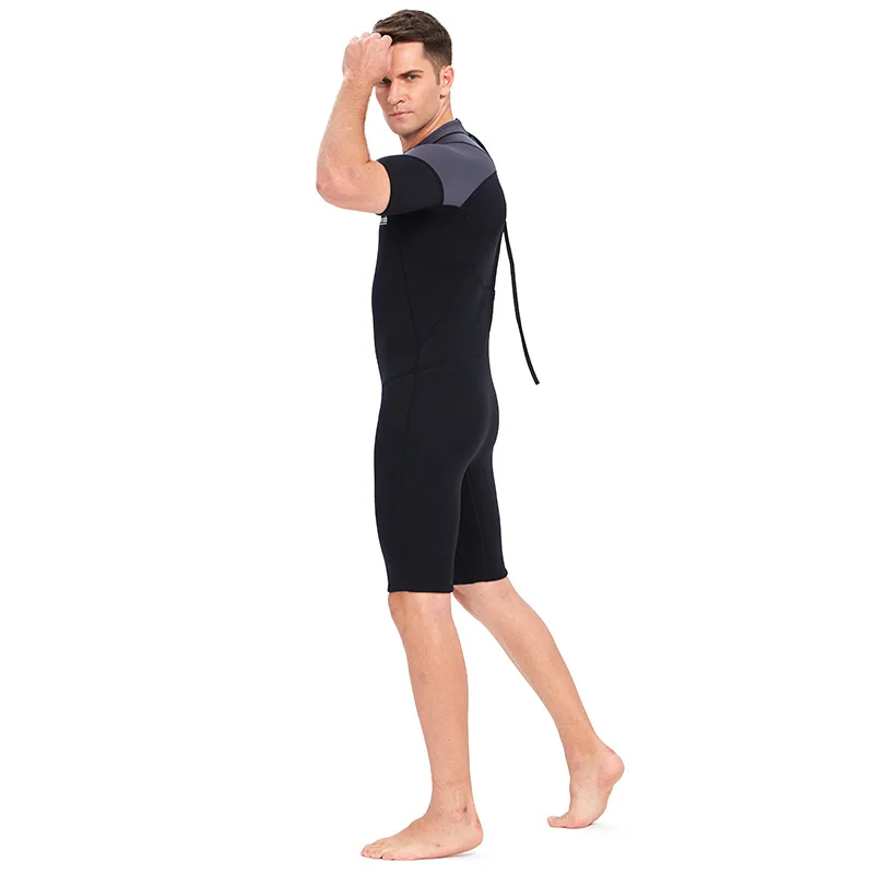 Shorty wetsuit masculino 3mm neoprene manga curta/longa ternos molhados zíper traseiro, terno de surf completo manter aquecido em água fria mergulho caiaque