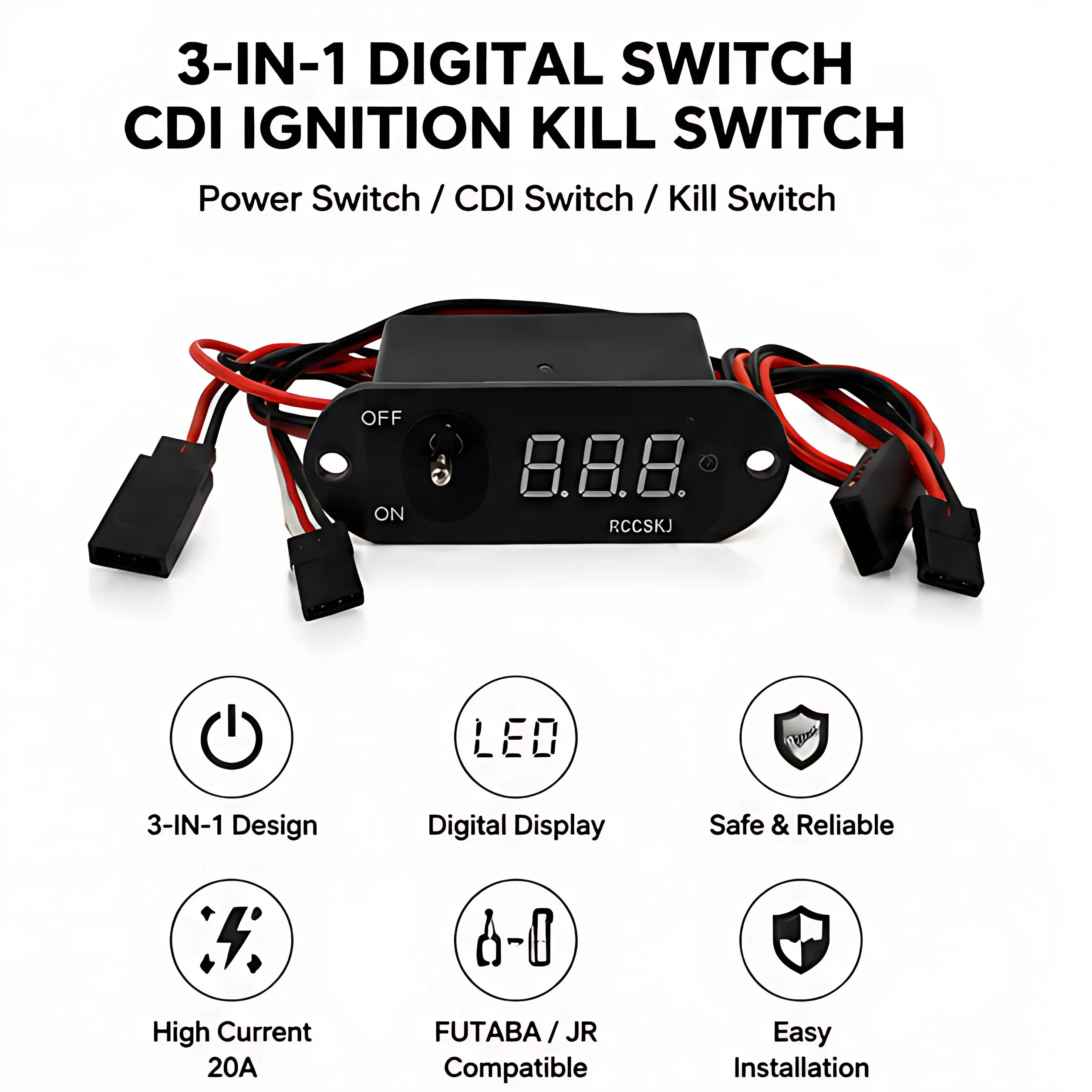XAERO 3 in 1 Large RC Digital Switch Methanol FUTABA / JR Compatible Methanol Nitro Ignition