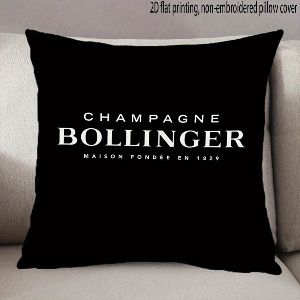 1PC Bollinger Champagne 1829 Capa de almofada elegante para decoração de interiores, zíper invisível, sem núcleo de almofada