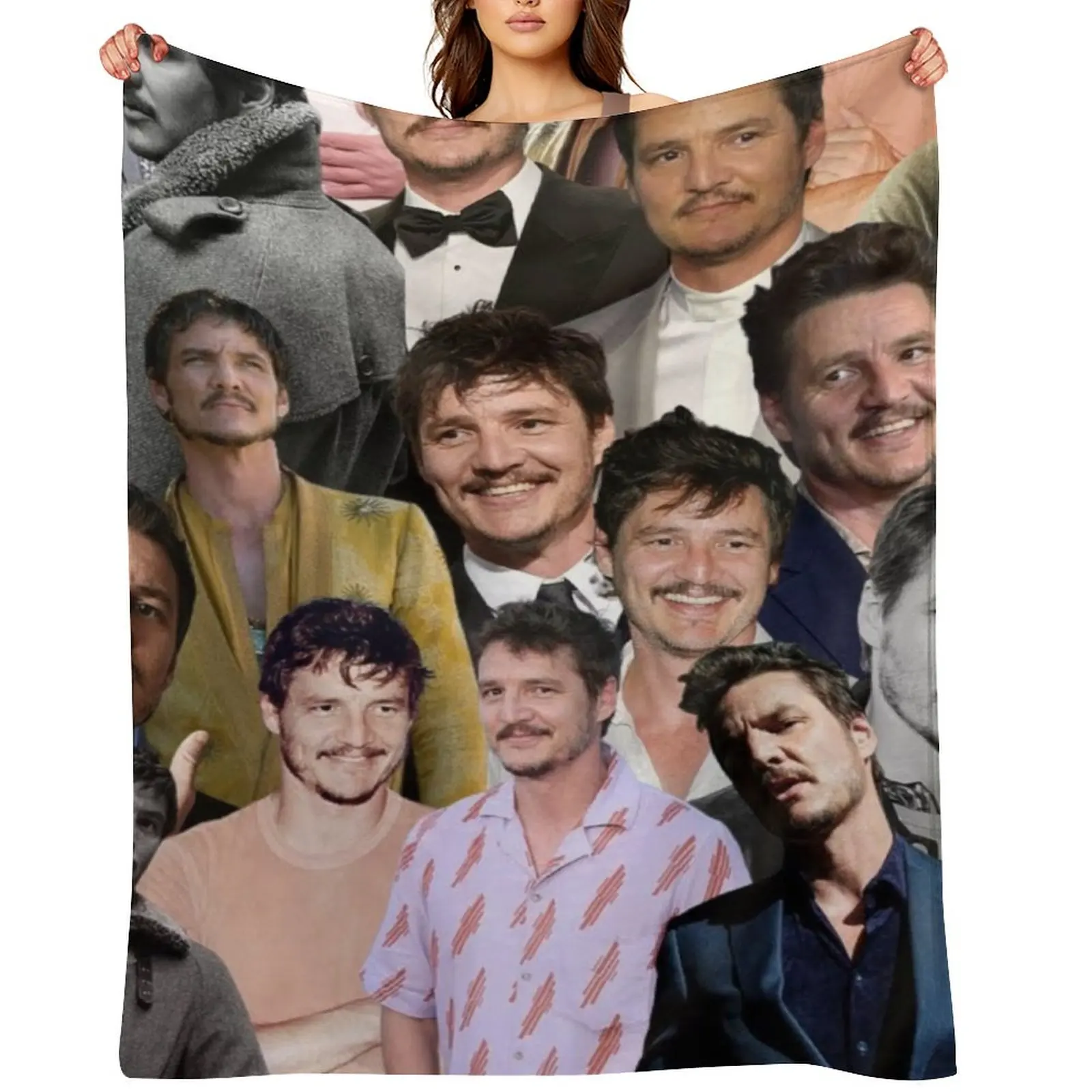 

pedro pascal photo collage Throw Blanket Moving christmas decoration Sofa Throw Plush Blankets