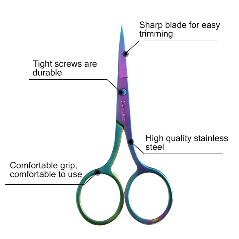 1 pz forbice per sopracciglia trucco ciglia trimmer rimozione peli del viso manicure forbice strumento per cuticole per unghie forbici di bellezza