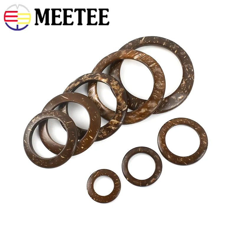 50Pcs 15-50cm Coconut Circle Buckles Wooden O Ring Belt Dress Decoration Button Shell Clasp DIY Leather Craft Bags Accessories