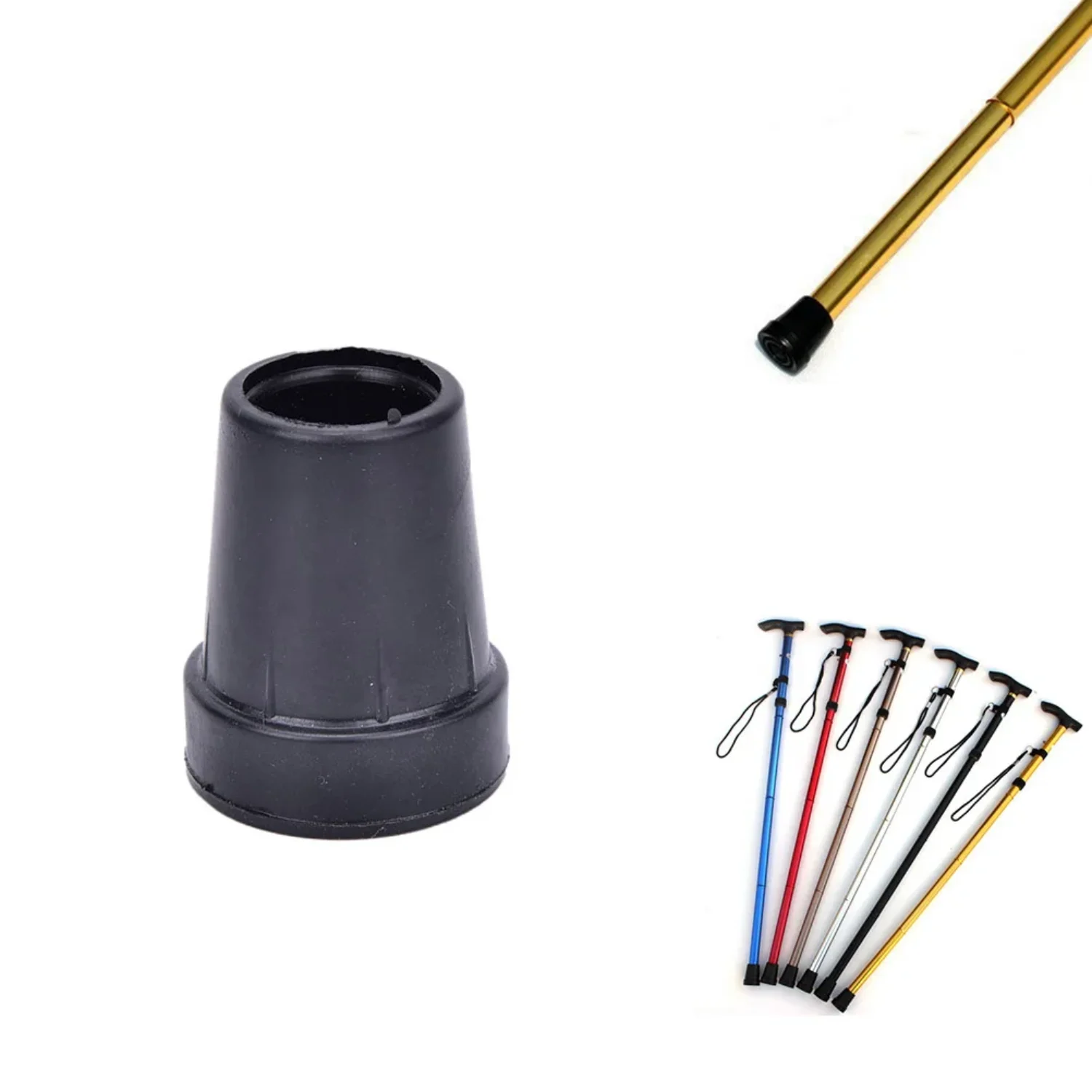 1 PCS ubber Walking Hiking Stick End Cover Tips Cane Crutch Pad Rubber Heavy Duty Metal Ferrule End Bottom 1.9cm