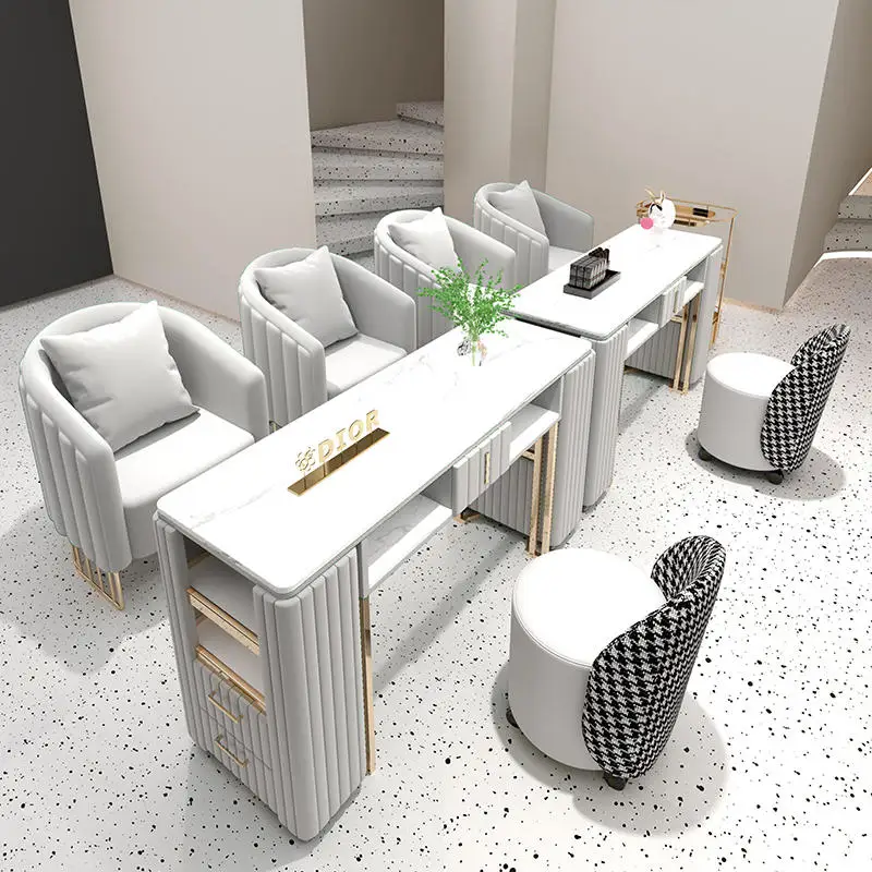 Light Luxury Manicure Salon Sofa Table and Chair Modern Rock Plate Manicure Table and Chair Combination