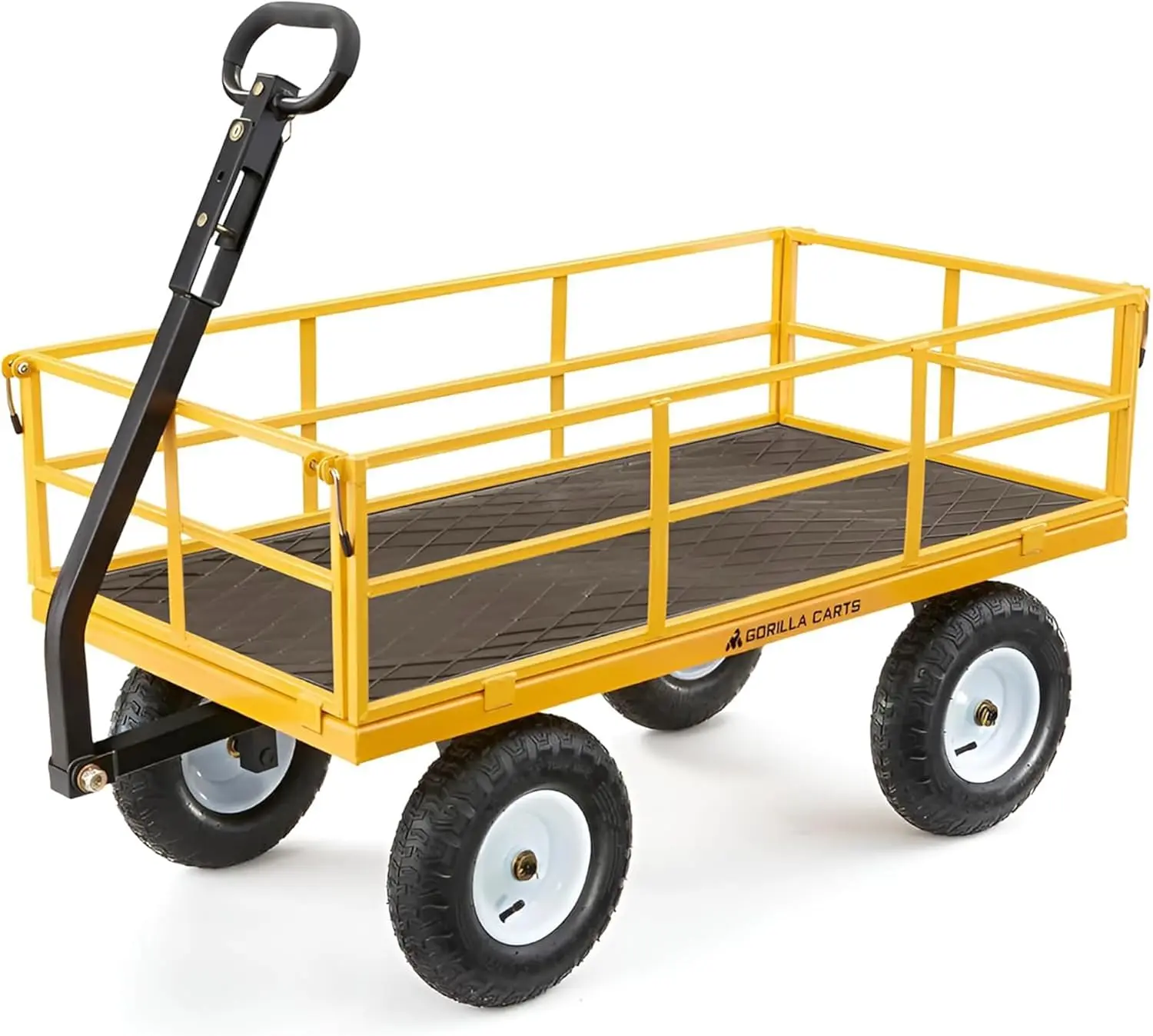 

Heavy Duty Utility Cart All Terrain Garden Wheelbarrow Wagon 1200 Lb Yellow Gardening Equipment for Yard Lawn and Outdoor Use