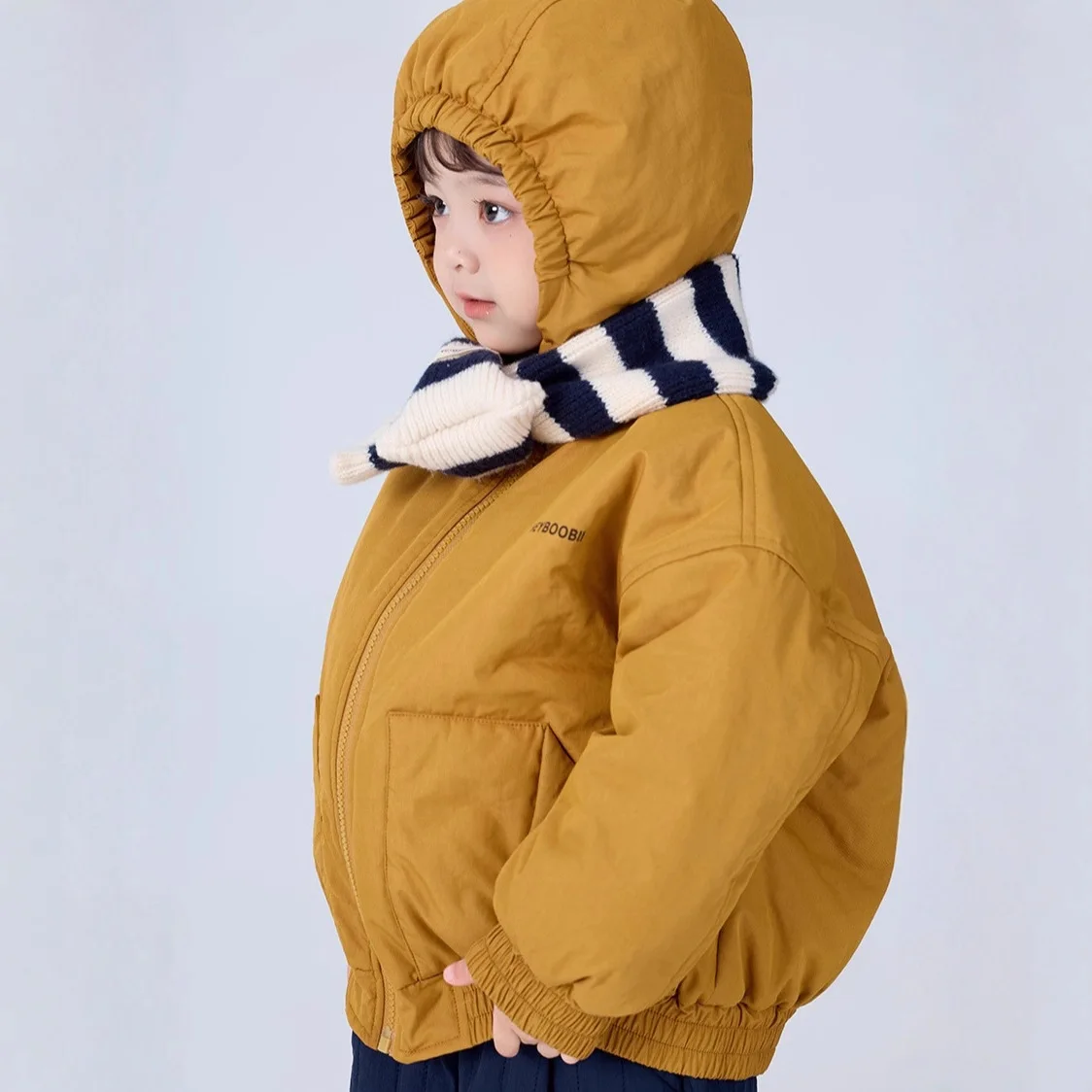 Kids Hooded Letter Quilted Jacket 2025 Winter New Korean Style Zipper Cotton Jacket for Boys and Girls Boutique Clothing
