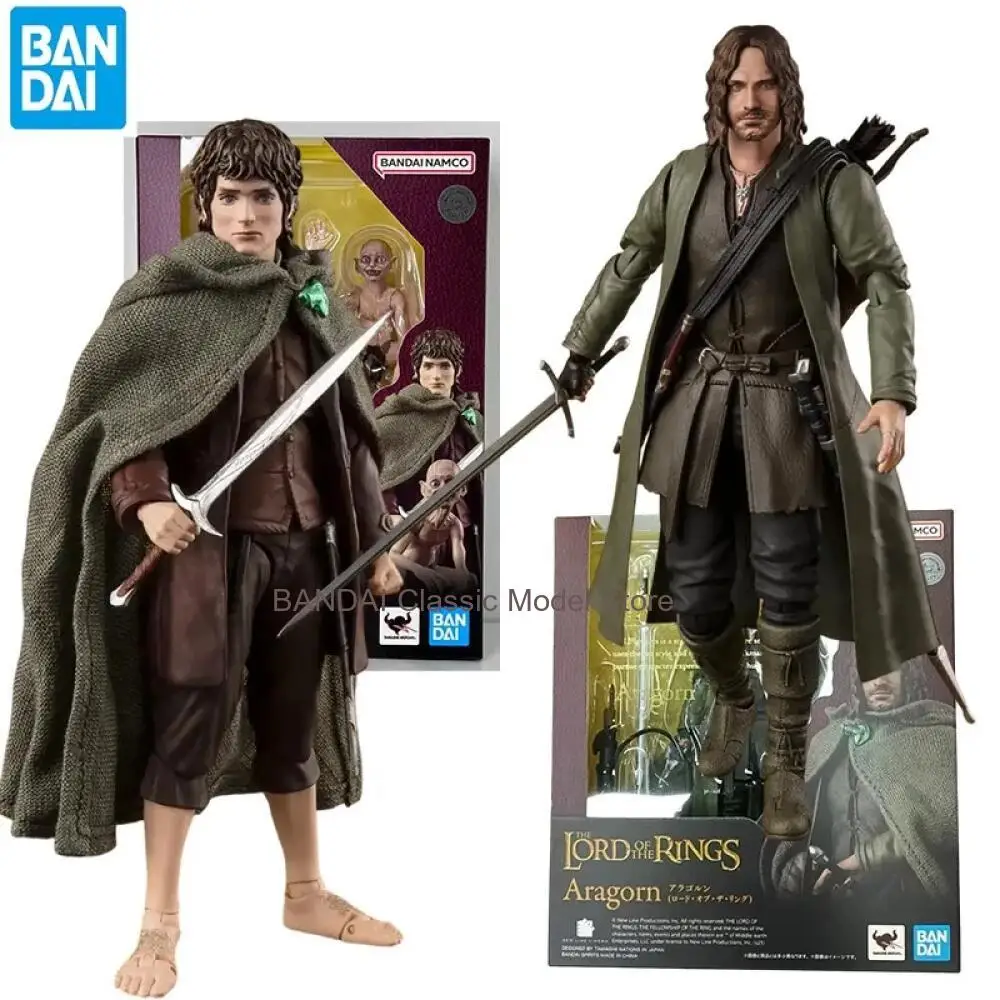 Figuras originales Bandai S.H.Figuarts del Señor de los Anillos, Frodo Baggins, Gollum, Aragorn, modelo de ensamblaje, figura de acción, juguete para niños