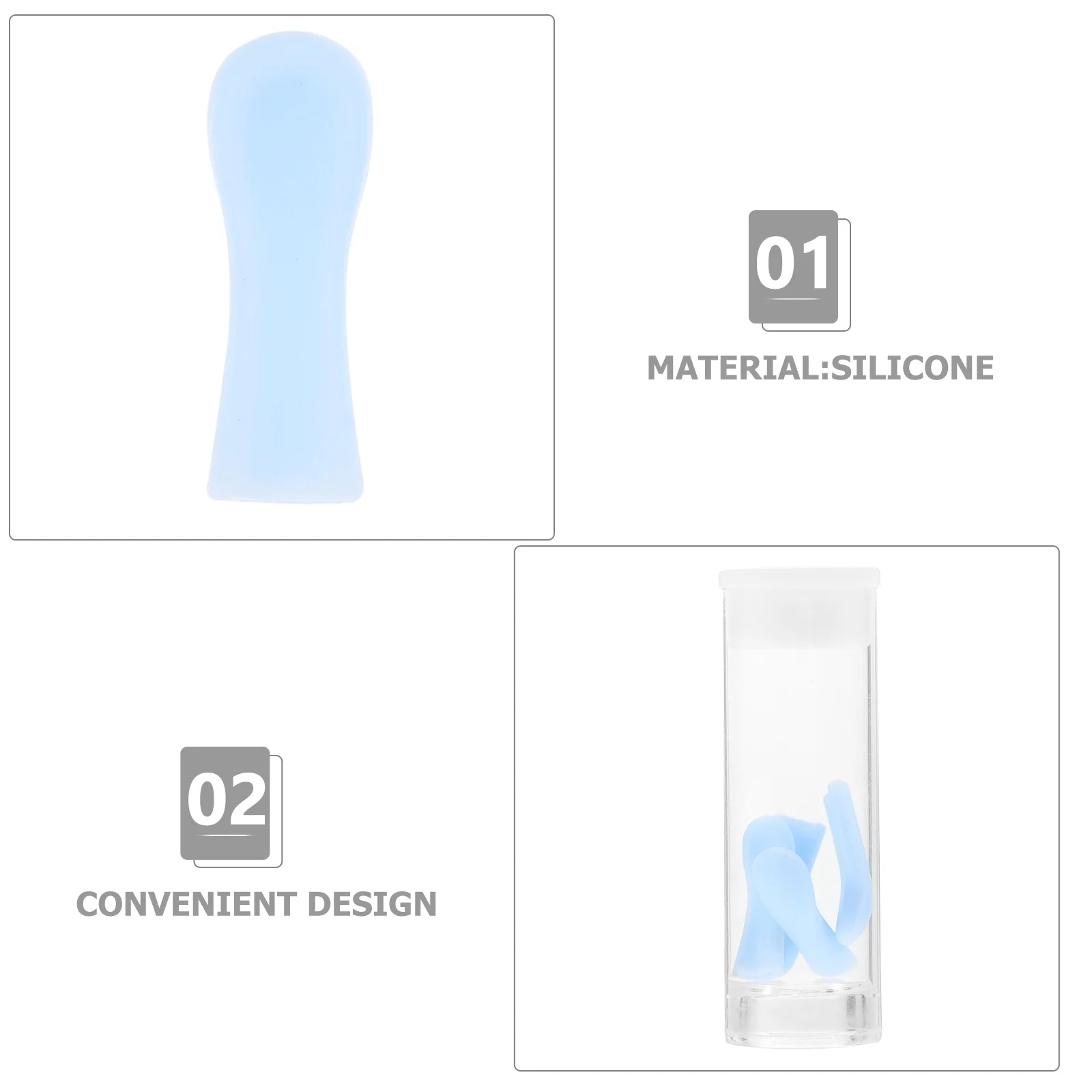 

1 set 4 Replacement Spoon Tips Universal Silicone Gel Spoon For Earwax Earwax Removal Tool Cleaner Blue Color Wax Accessories