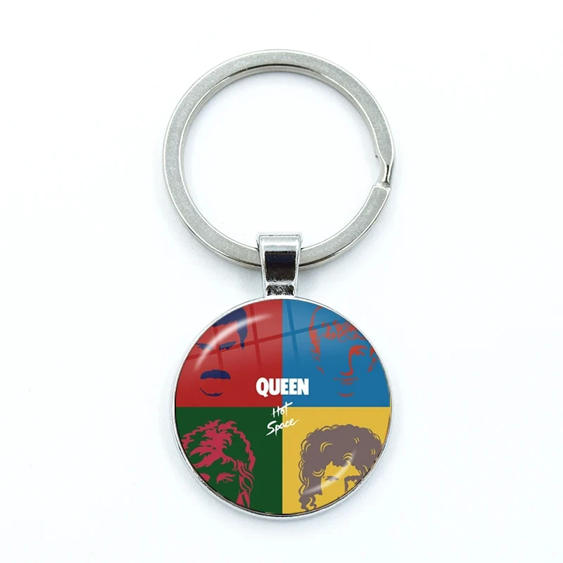 Queen Freddie Mercury Rock Star Keychain Glass Cabochon KeyRing Bag Car Key Chain Ring Holder Charms Jewelry Gifts