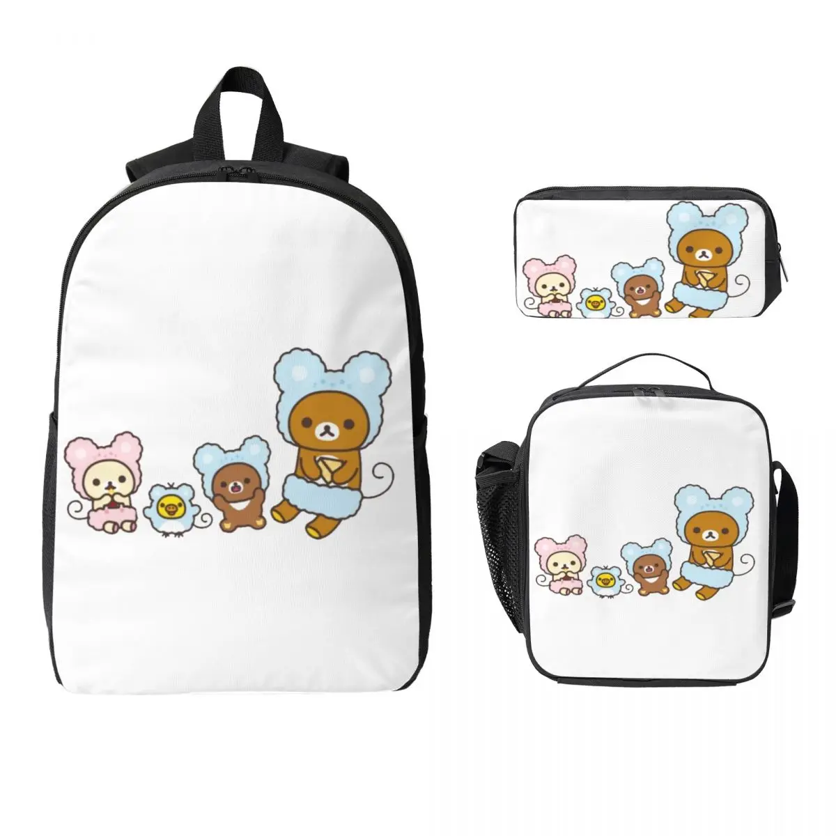 

Rilakkuma Sakura Backpack Student Boys Girls BookBag School Bag Laptop Shoulder Bags 3ps Insulated Lunch Bag Pencil Case