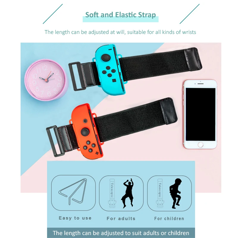 Pulseira de jogo ajustável cinta de mão elástica para nintendo switch joy-con controlador pulseira de dança de pulso braçadeira para interruptor de dança