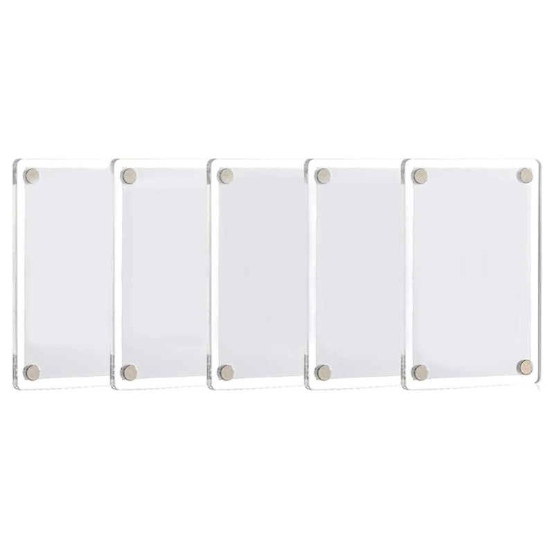 5Pcs Acrylic Fridge Photo Frame Magnetic Double Sided Magnetic Picture Frames Magnet Framless Photo Holder Home Decors