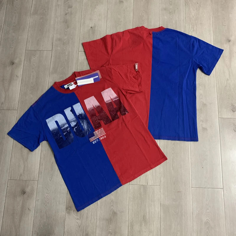 Casual Daily Y2K Streetwear Color Block Duaa Short Sleeve Tee Hotfix Rhinestone High-quality Loose Duaa T-shirts