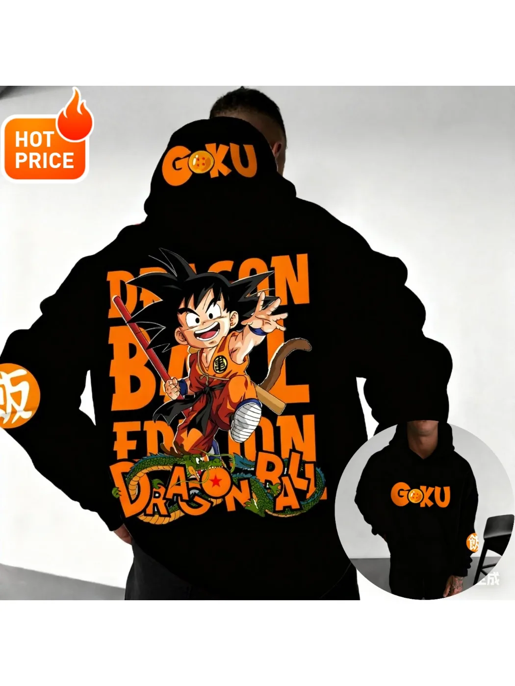 Bluza z kapturem Son Goku Dragon Ball Jesień Harajuku Męska Streetwear Damska Vintage Zimowa Oversize Długi Rękaw Unisex — 2