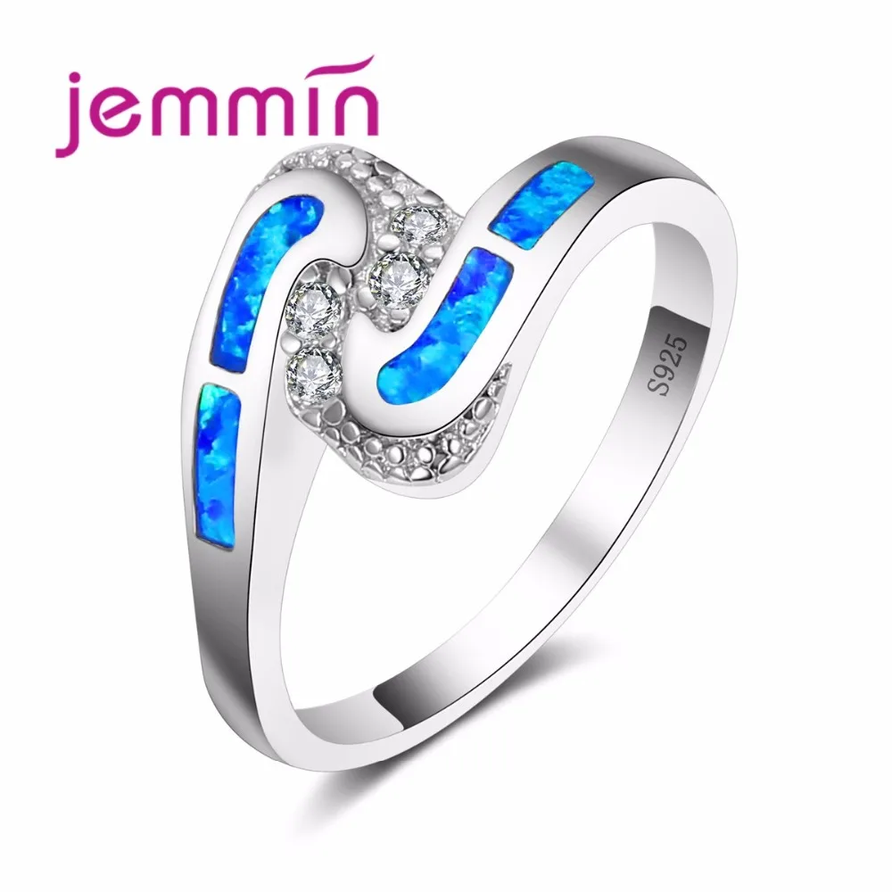 925 Sterling Silver Blue Fire Opal Rings for Woman Man Shiny Cubic Zircon Stone Luxury Finger Jewelry Accessories High Quality