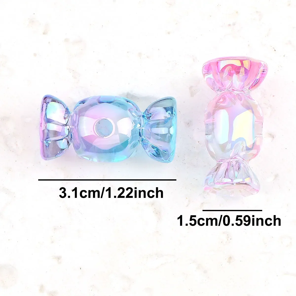 8pcs 3.1x1.5cm Random Color Mix Colorful Transparent Candy Shape Acrylic Beads Bracelet Ornaments Beaded Pen Accessories