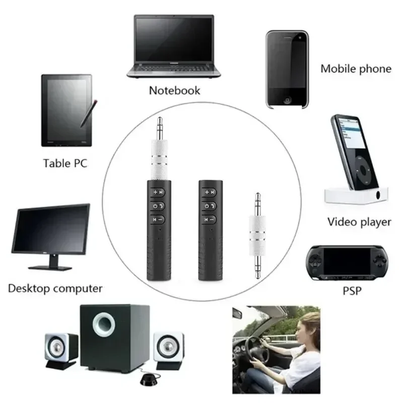 Bluetooth transmission receiver BT5.0, 3.5mm auxiliary connector, audio and music kit, premium amplifier, microphone adapter