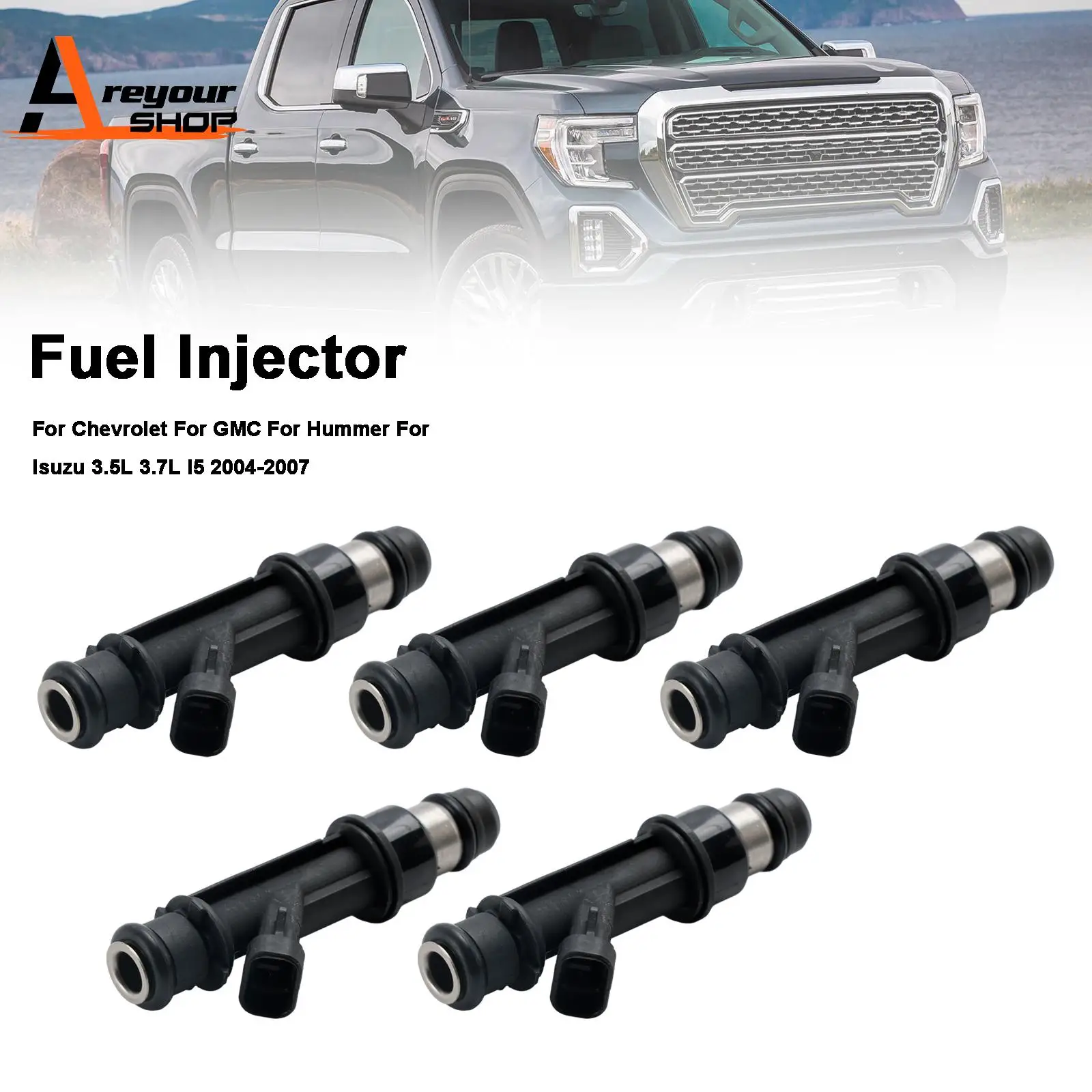 5PCS Fuel Injector 25380534 Fit for Hummer Fit for Isuzu 3.5 3.7 2004-2007 25345324