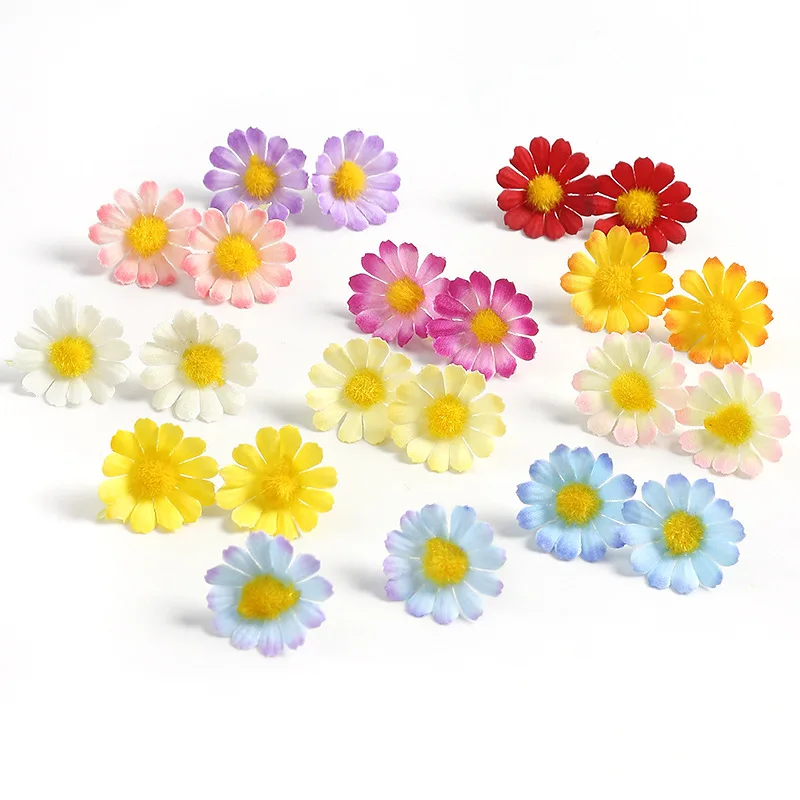 50/100 Stück Künstliche Blumen Sonnenblume Seiden-Gänseblümchen Großhandel Heim Hochzeitsdekoration DIY Geschenk Scrapbook Kunstpflanze Festkranz – Detail 5