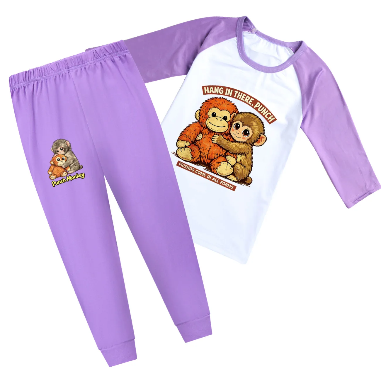 Monkey Punch Children's Pajamas Set Funny Print Cotton Sleepwear Nightwear for Boys Girls Toddler Outfit Clothes