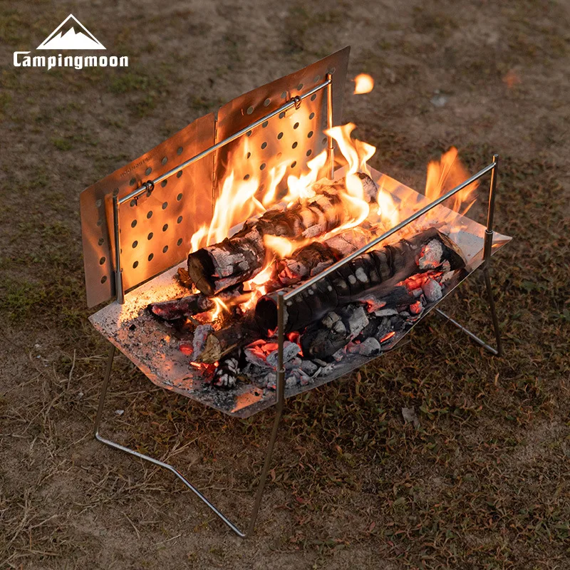 

CAMPINGMOON SOLO-D A4Outdoor Windbreaker Fireproof Windproof Stainless Steel Foldable Cooking Protection for Solo Camping Picnic