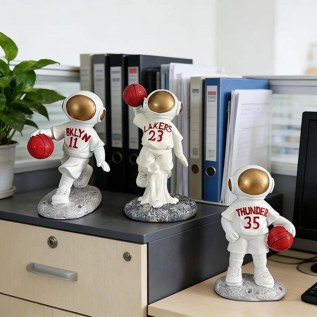 Trending Astronaut Basketball Figurine Resin Spaceman Statue Desk Shelf Decor Cool Gift for Men Fans