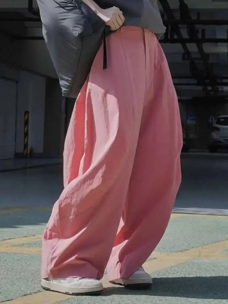Spring Fashion Wide Leg Pants For Women High Waist Solid Color Loose Trousers Female Clothing 2025 New 1E3F